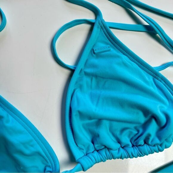2 Piece Electric Blue Roxy Complete Triangle Bikini Set Swim Suit Set - Picture 3 of 9